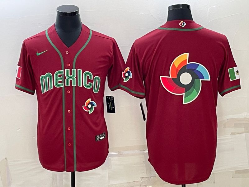 Men 2023 World Cub Mexico Blank Red Nike MLB Jersey3